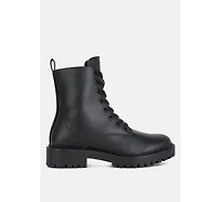 forter faux leather lace up boots