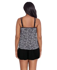 Longitude by Mimi Flamingo Women's Madison Square Double Ruffle Faux Swimsuit Skirtini