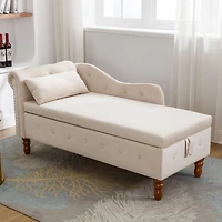 Streamdale Velvet Chaise Lounge with Storage & Pillow