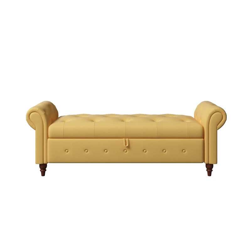 63" Bed Bench Yellow Fabric