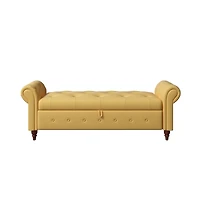 63" Bed Bench Yellow Fabric