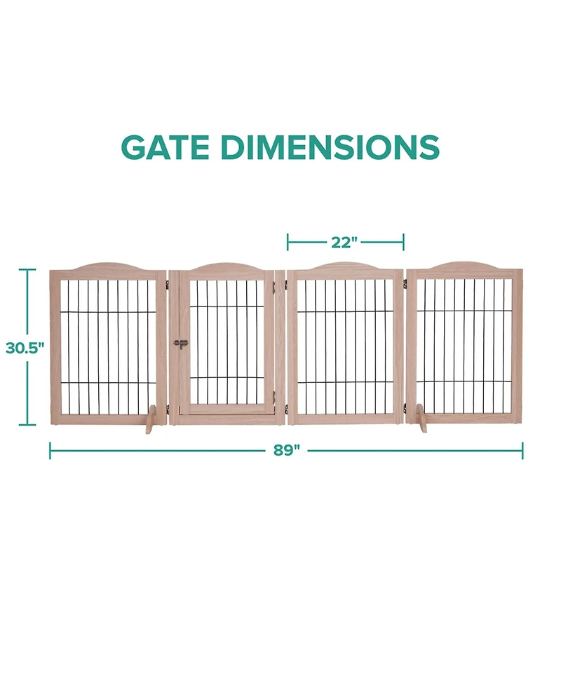Arf Pets Freestanding Dog Gate, 4-Panel Extension - Walnut