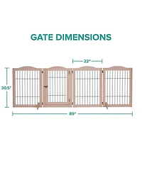 Arf Pets Freestanding Dog Gate, 4-Panel Extension - Walnut