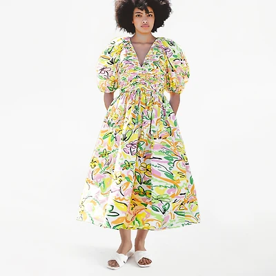 Jessie Zhao New York Wonderland Floral Taffeta Midi Dress