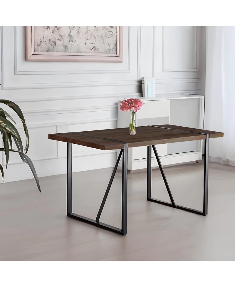 Streamdale 55" Rustic Industrial Mdf Walnut Dining Table