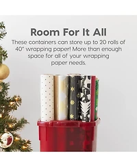 Iris Usa 40" 20 Rolls Wrapping Paper Storage Box Container, Clear/Red