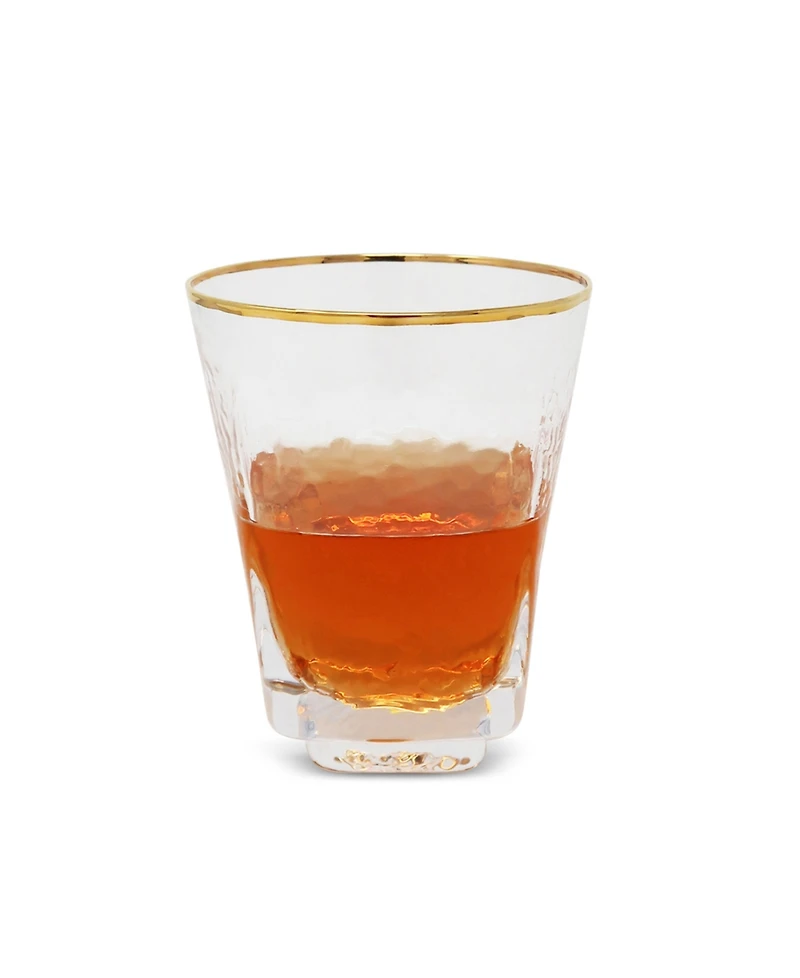 Vivience Square Shaped Rim Hammered Tumbler Glasses, Set of 6