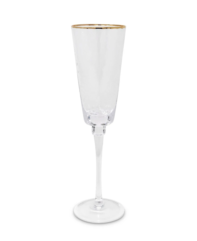 Vivience Square Shaped Rim Hammered Flute Glasses, Set of 6