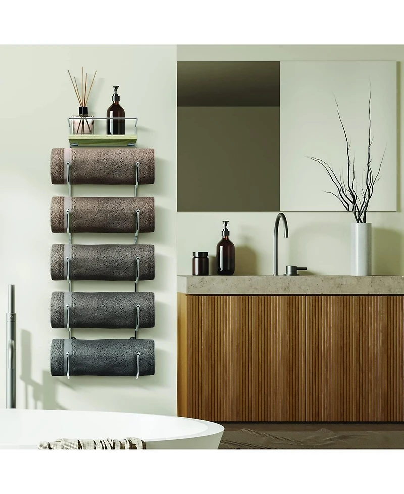 Sorbus Wall Mounted Towel Rack With Shelf - White