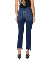 Flying Monkey Women's High Rise Cropped Step Hem Slim Straight Jeans