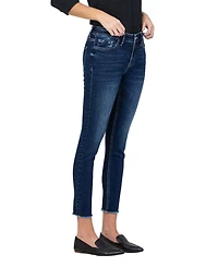 Vervet Women's Mid Rise Raw Hem Cropped Skinny Jeans