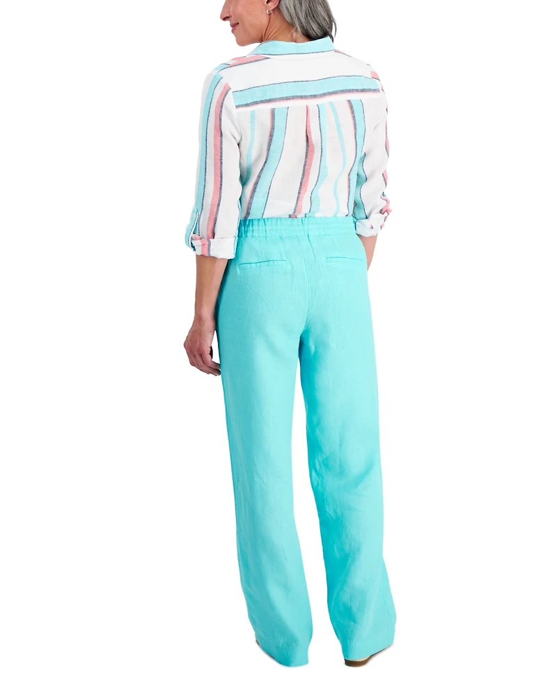 Charter Club Petite 100% Linen Drawstring Pants, Created for Macy's