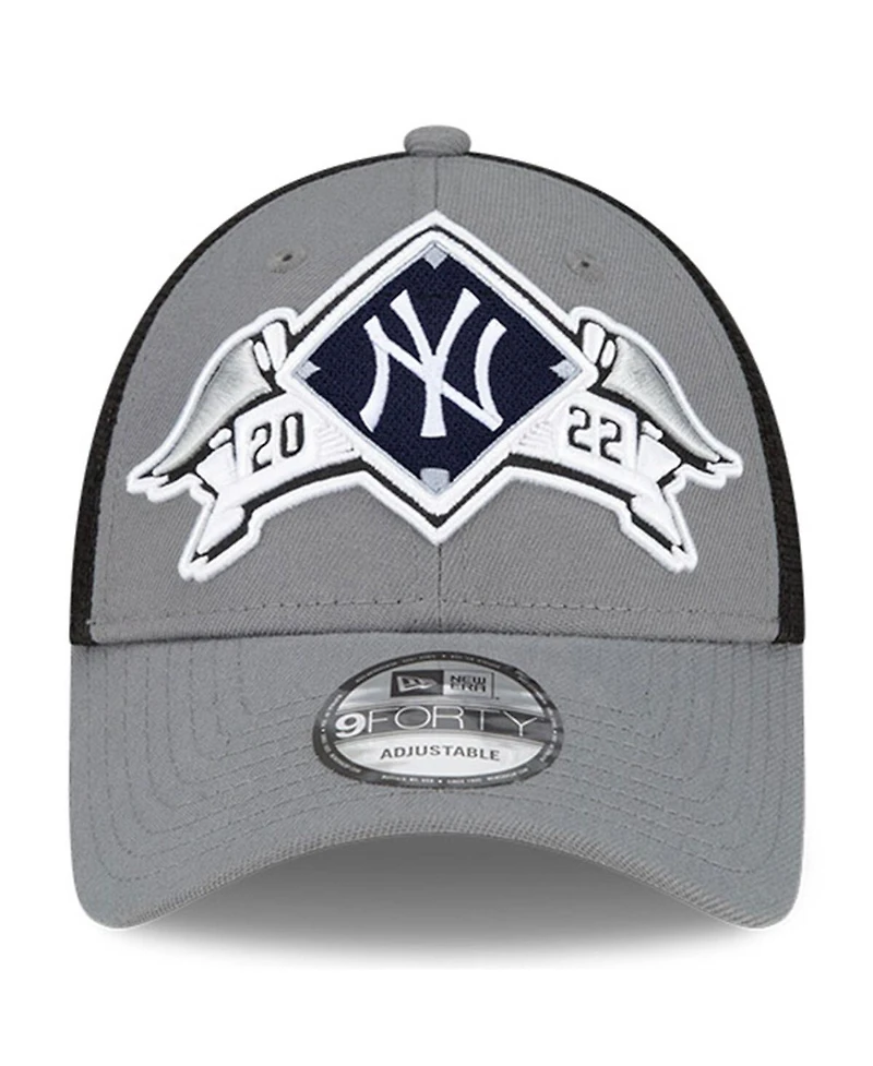 Men's New Era Gray New York Yankees 2022 Division Series Winner Locker Room 9FORTY Snapback Hat