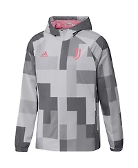 Men's adidas Gray Juventus Graphic Raglan Full-Zip Windbreaker Jacket