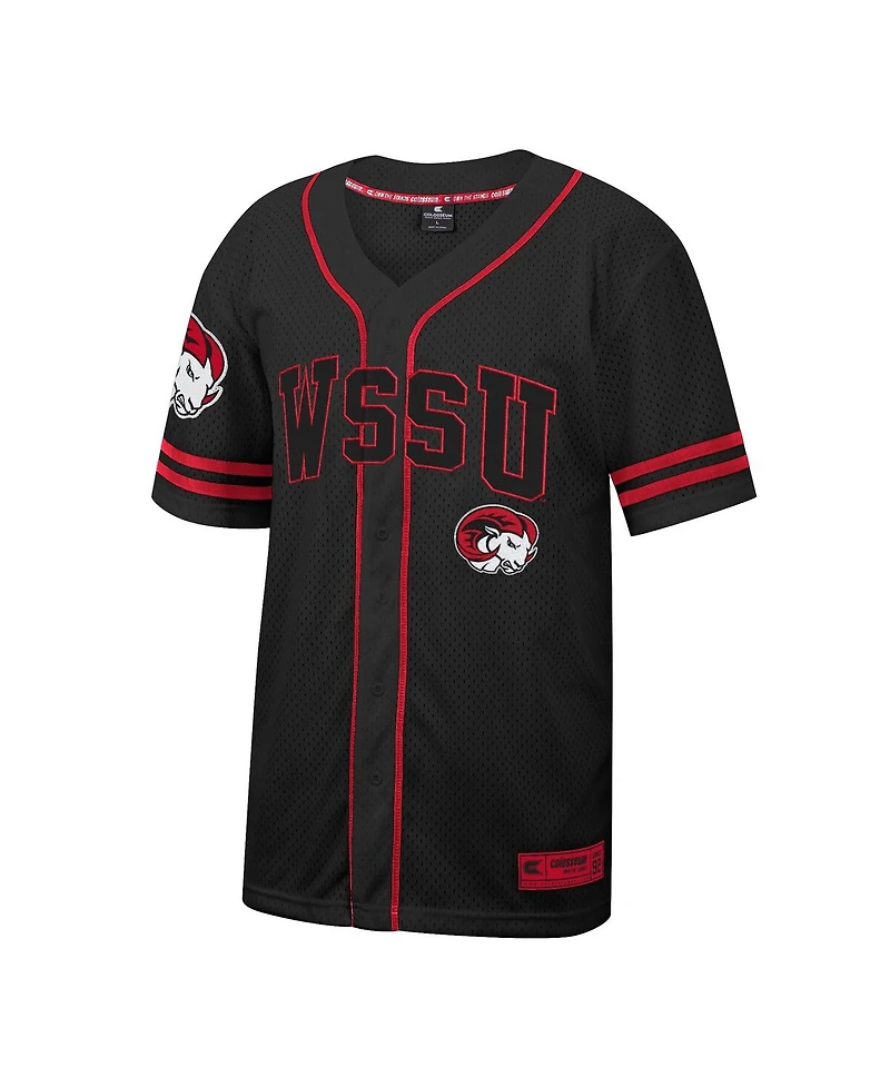 Men's Colosseum Black Winston-Salem State Rams Free Spirited Mesh Button-Up Baseball Jersey