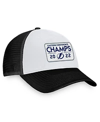 Men's Fanatics Black Tampa Bay Lightning 2022 Eastern Conference Champions Locker Room Trucker Adjustable Hat