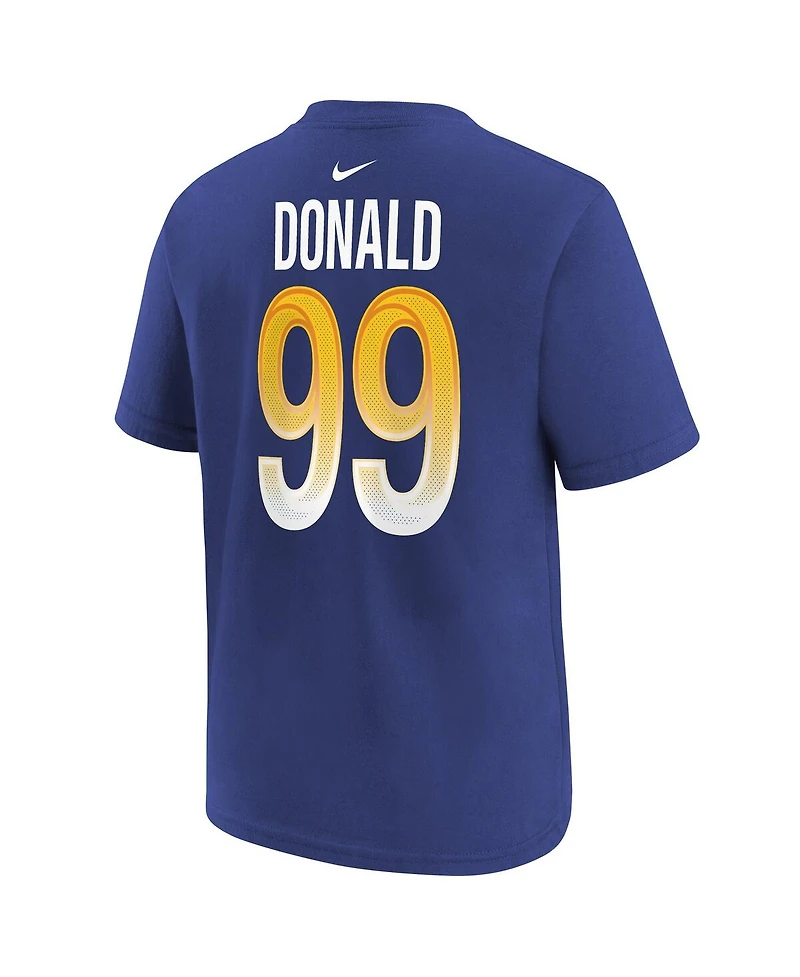 Big Boys Nike Aaron Donald Royal Los Angeles Rams Super Bowl Lvi Name and Number T-shirt