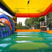 Xjump Tropical Commercial Grade Bounce House Water Slide with Splash Pool for Kids and Adults (with Blower), 15oz Pvc Vinyl, Basketball Hoop, Wet Dry