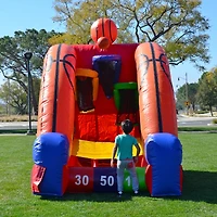 JumpOrange Inflatable Basketball Game (with Blower and Foam Basketballs), Kids and Adults, Commercial Grade, Rental Game, Hoop Shot Target, Toss Game,