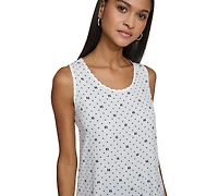 Karl Lagerfeld Women's Dotted Monogram-Print Tank Top