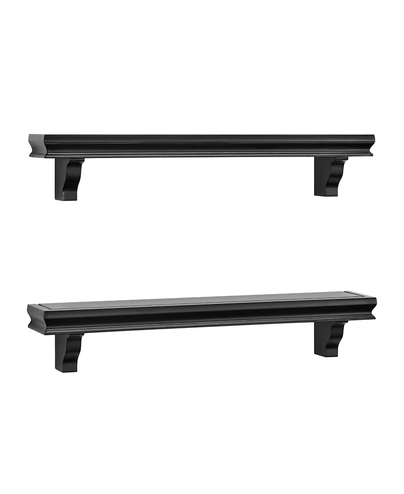 Danya B Decorative 24" Floating Wall Decor Display Ledge Shelves, Set of 2