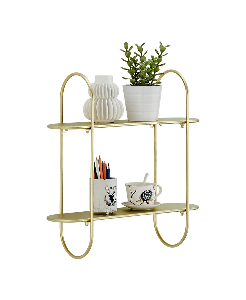 Danya B Two-Tier Warm Metal Hanging Bracket Wall Mounted Shelf