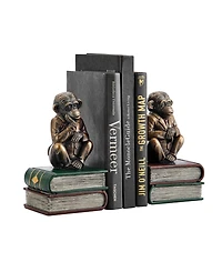 Danya B Monkeys on Books Polyresin Antique-Like Patina Finish Bookend, Set of 2