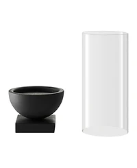 Danya B Modern Black Metal Bold Pedestal and Glass Pillar Votive Candle Holder, Small