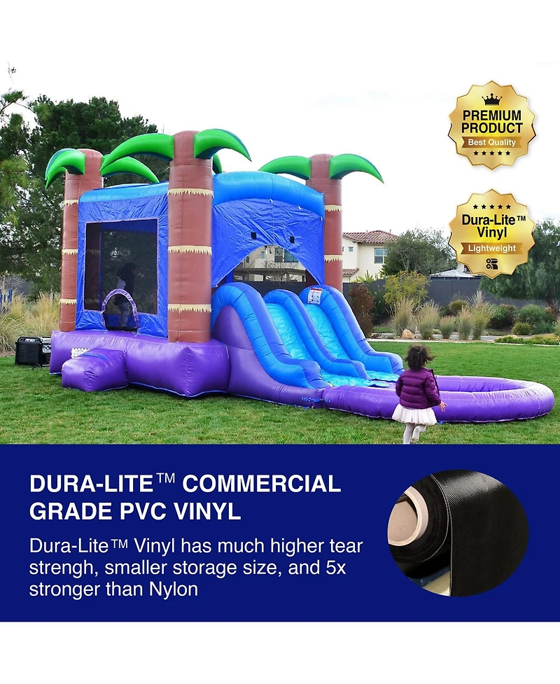 HeroKiddo Enchanted Forest Commercial Grade Bounce House Water Slide with Splash Pool for Kids and Adults (with Blower), Basketball Hoop, Outdoor Indo