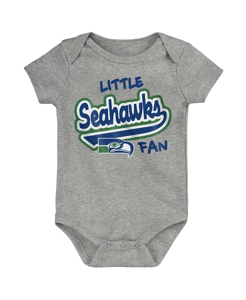 Baby Boys and Girls Heather Gray Distressed Seattle Seahawks Retro Little Baller Bodysuit