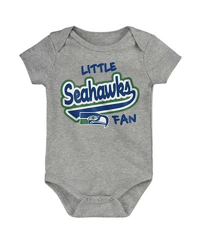 Baby Boys and Girls Heather Gray Distressed Seattle Seahawks Retro Little Baller Bodysuit
