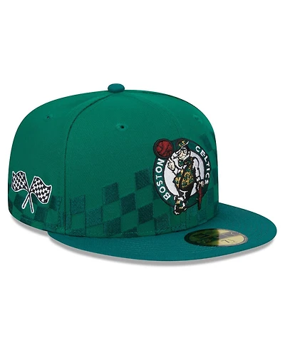 Men's New Era Kelly Green Boston Celtics 2024 Nba All-Star Game Rally Drive Checkerboard 59FIFTY Crown Fitted Hat