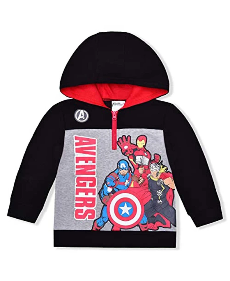 Little Boys and Girls Black The Avengers Graphic Quarter-Zip Hoodie
