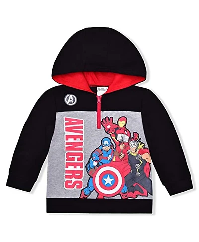 Little Boys and Girls Black The Avengers Graphic Quarter-Zip Hoodie