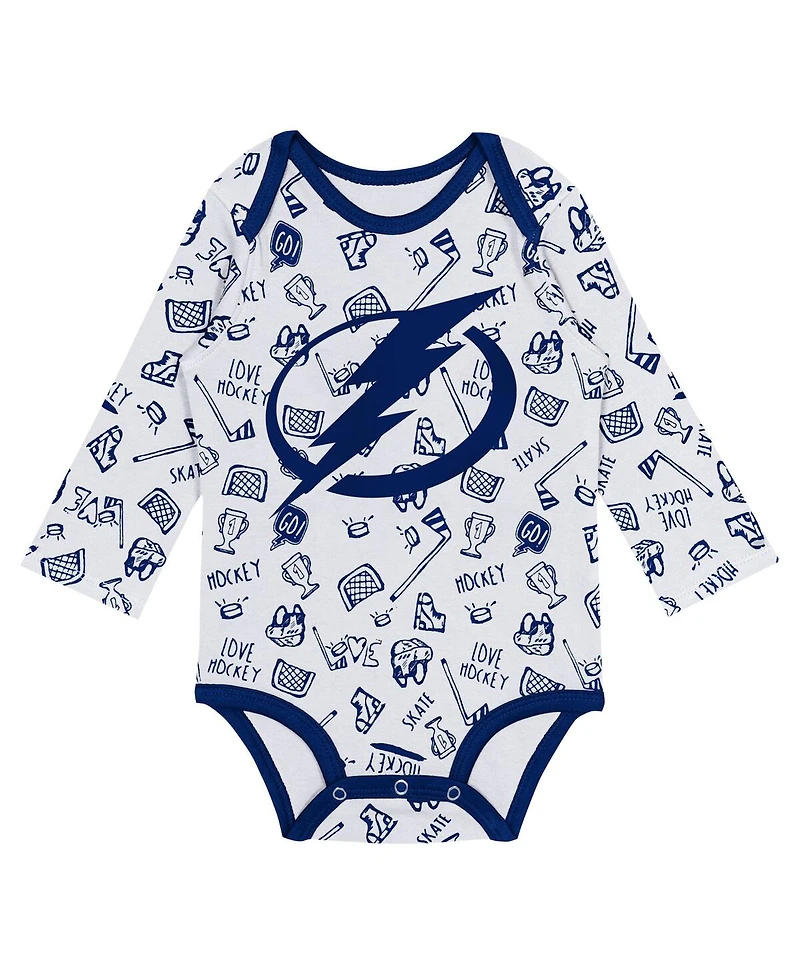 Baby Boys and Girls White Tampa Bay Lightning Dynamic Defender Long Sleeve Bodysuit