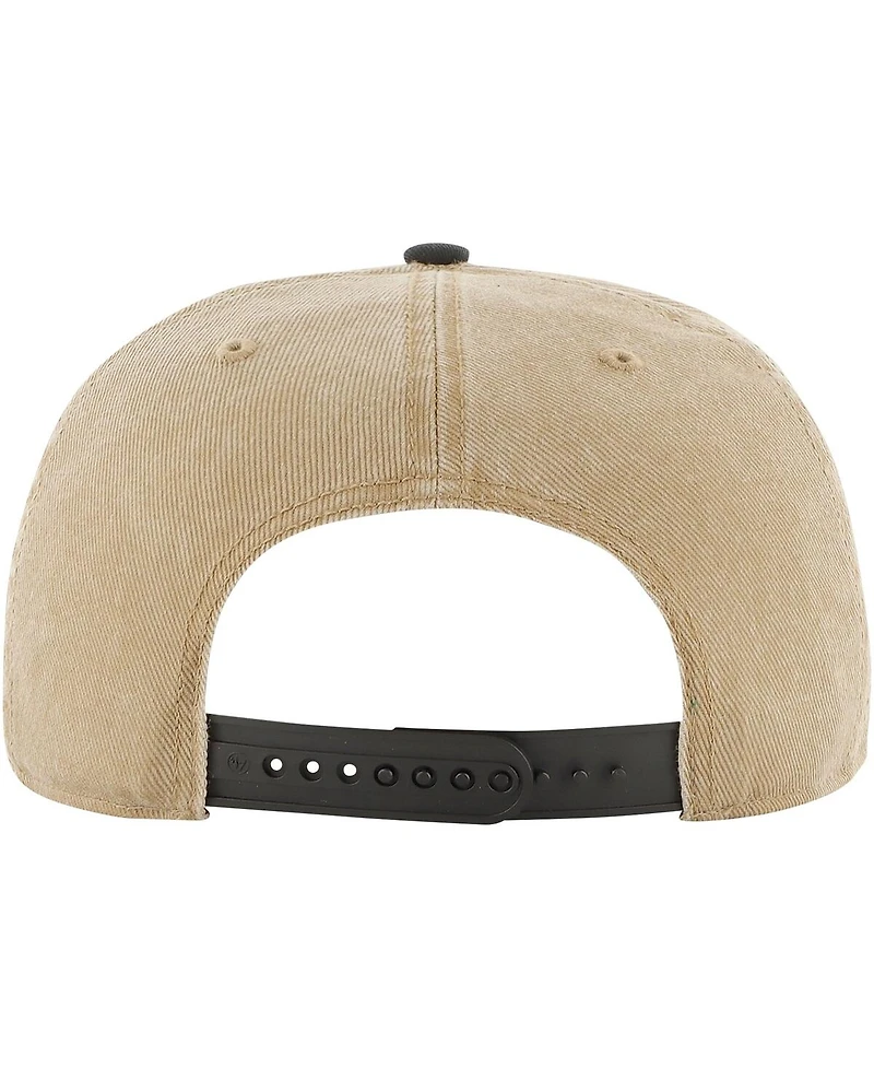 Men's '47 Brand Khaki, Black Distressed Miami Heat Chilmark Captain Snapback Hat