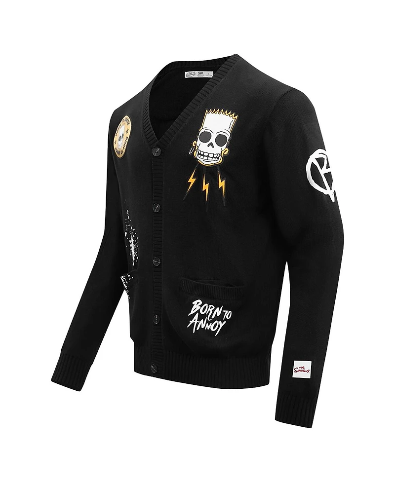 Men's Freeze Max Black The Simpsons Bart Skeleton Button-Up Cardigan