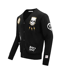 Men's Freeze Max Black The Simpsons Bart Skeleton Button-Up Cardigan
