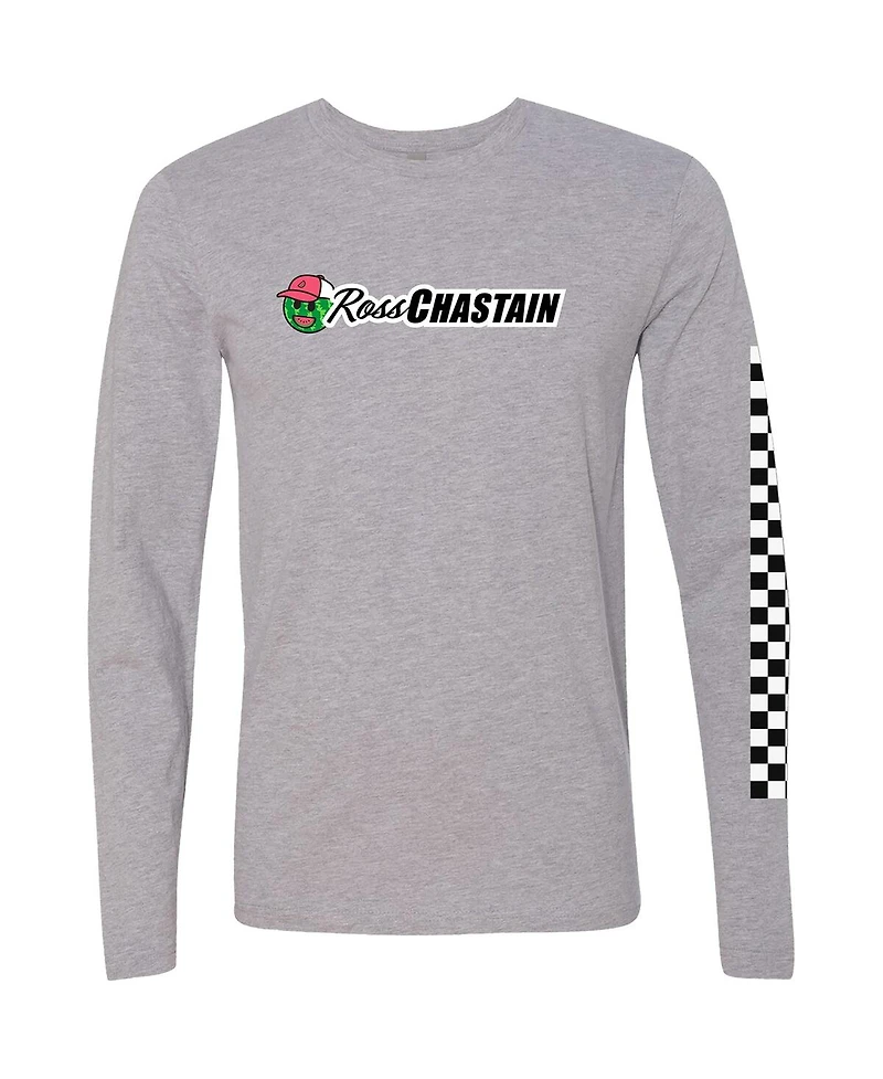 Men's Checkered Flag Sports Gray Ross Chastain Melon Man Long Sleeve T-shirt