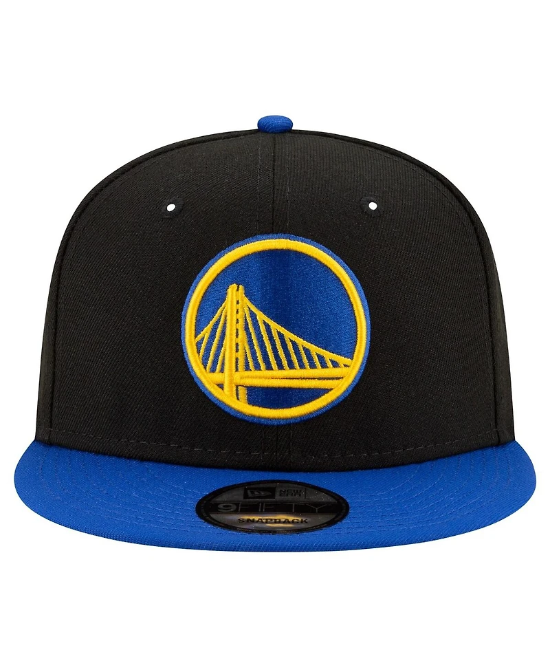 Men's New Era Black, Royal Golden State Warriors Official Team Color 2Tone 9FIFTY Snapback Hat