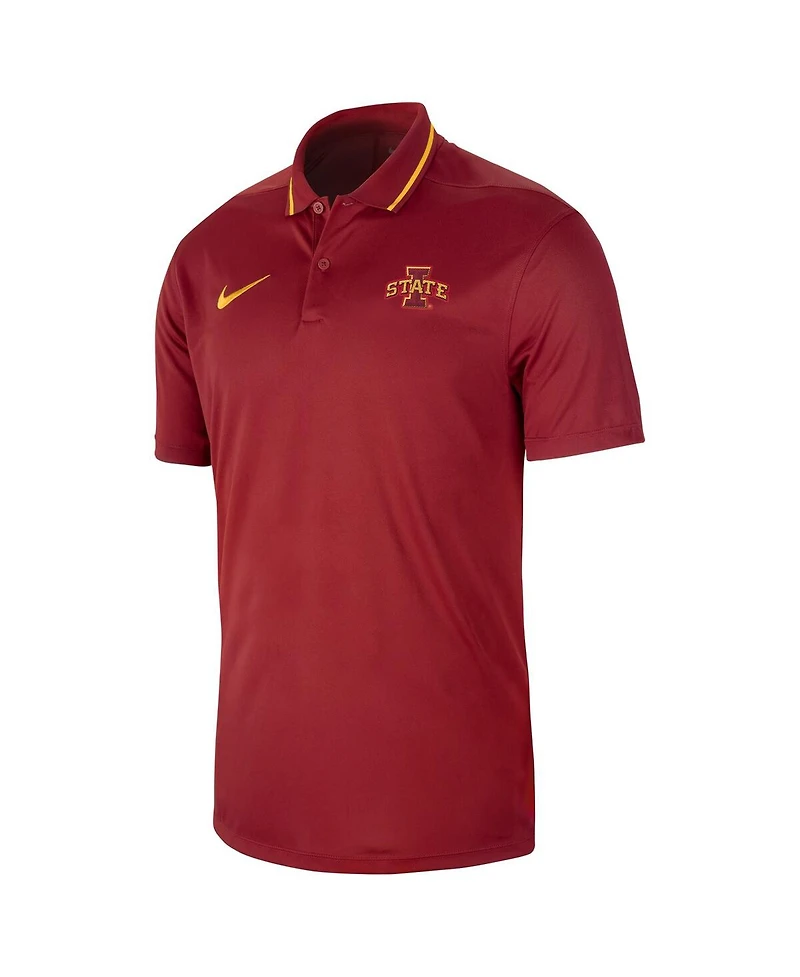 Men's Nike Cardinal Iowa State Cyclones 2023 Sideline Coaches Performance Polo Shirt