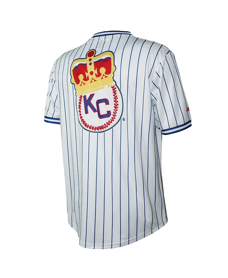 Men's Stitches White Distressed Kansas City Monarchs V-Neck Jersey