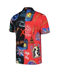 Men's and Women's Black, Red Def Leppard All-Over Print Woven Button-Up Shirt