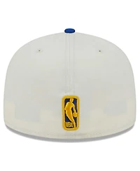 Men's New Era Cream Golden State Warriors Piped Pop Panel 59FIFTY Fitted Hat