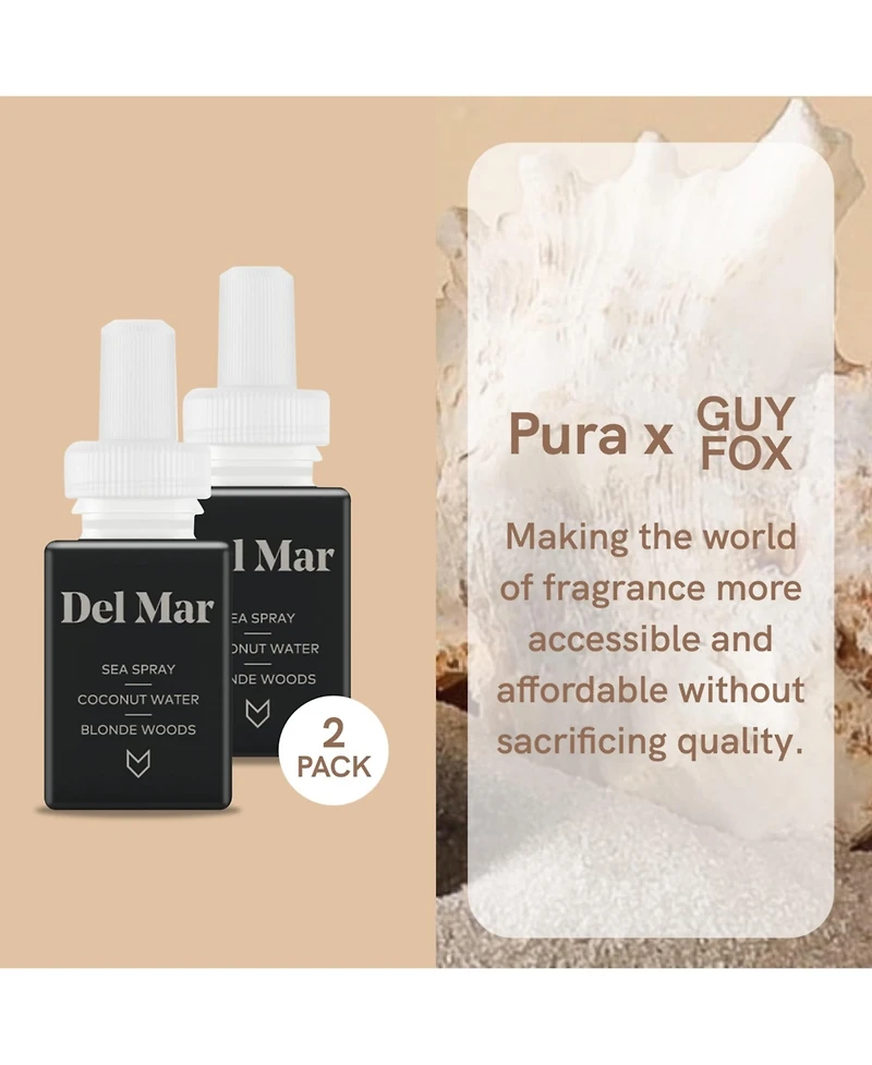 Pura Guy Fox Home Scent Refill - Del Mar - Smart Home Air Diffuser Fragrance - Up to 120-Hours of Premium Fragrance per Refill