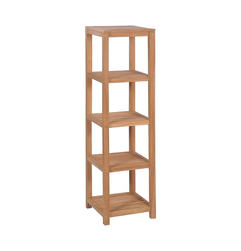 4-Tier Bathroom Storage Rack Solid Teak 16.5"x16.5"x65"