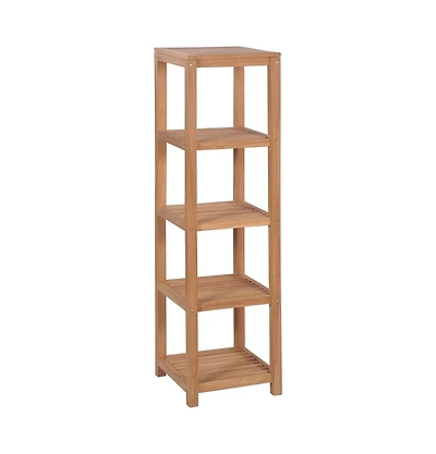 4-Tier Bathroom Storage Rack Solid Teak 16.5"x16.5"x65"