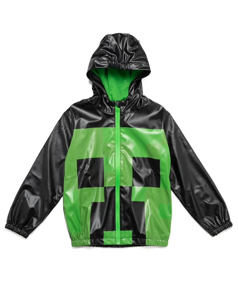Minecraft Creeper Boys Zip Up Raincoat Jacket Toddler| Child