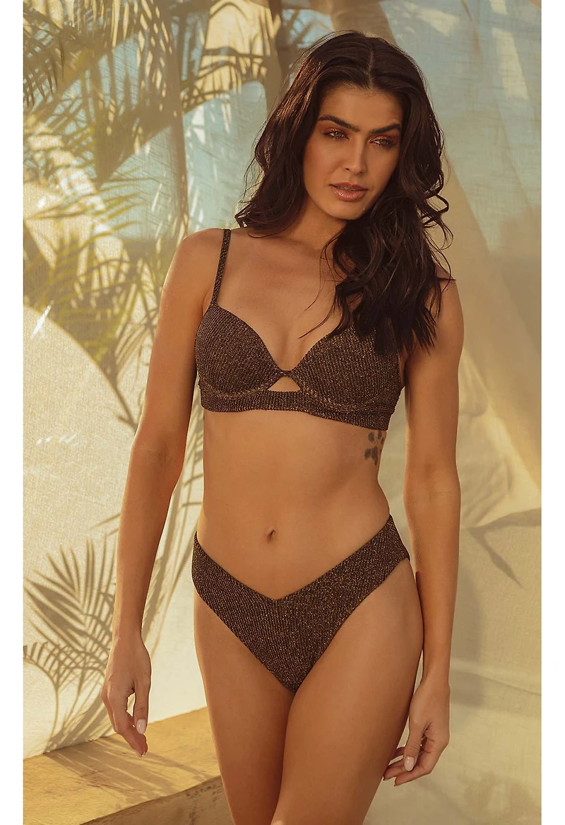 Guria Beachwear Women's Crinkle Lurex Padded Underwire Bikini Top