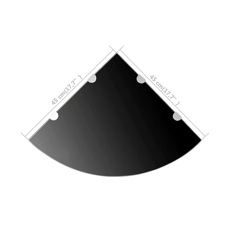 Corner Shelf with Chrome Supports Glass Black 17.7"x17.7"